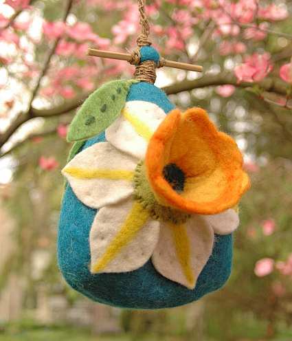 Wild Woolies Felt Bird House Daffodil