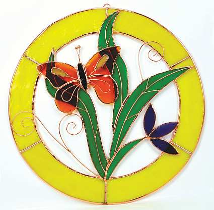 Window Panel Circle Butterfly Orange Large