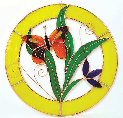 Window Panel Circle Butterfly Orange Small