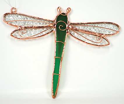 Stained Glass Suncatcher Green Dragonfly