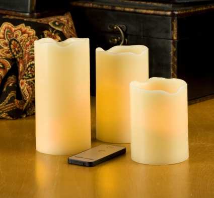 LED Flameless Candle Vanilla Pillar 3pc w/Remote