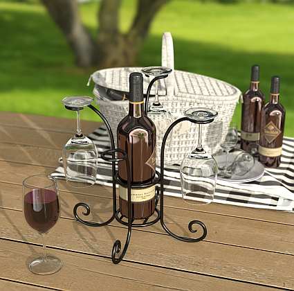 Wine Bottle and Glasses Caddy