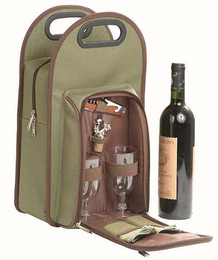 Symphony Two Bottle Insulated Wine Tote Olive