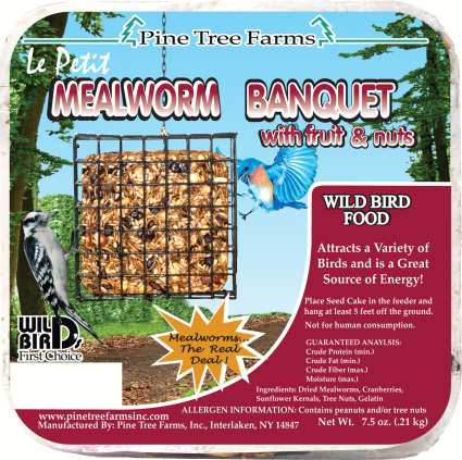 Pine Tree Farms 28 OZ Mealworm Banquet Classic Seed Log Bird Food PTF8011 