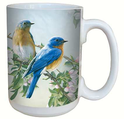 Lovely 15 oz. Ceramic Mug Bluebird Branch