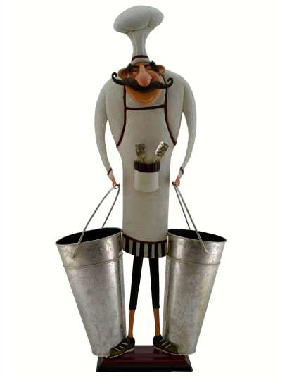 Wine Bodies Bottle Holder Chef with 2 Pails
