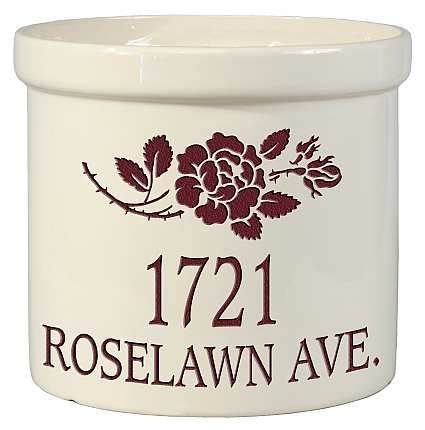 Rose Stem Address Stoneware Crock