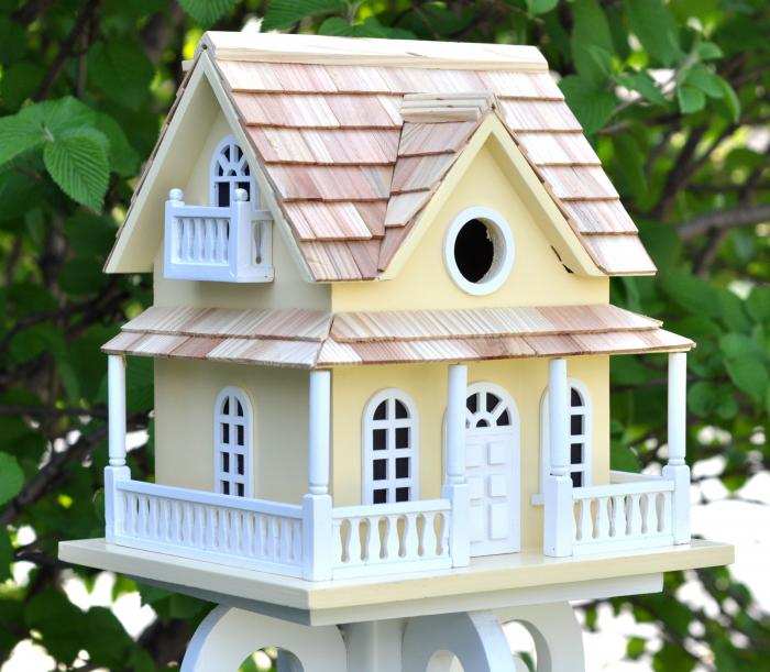Home Bazaar Victorian Yellow Bird House Cottage Wood Birdhouse Wooden NEW s Box 