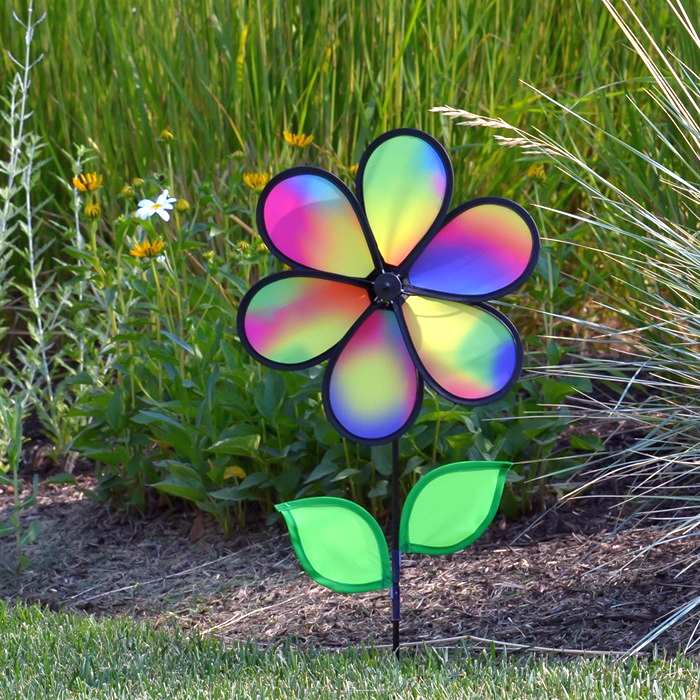 Lawn Ornament Wi Indefree 55in High Wind Spinners Colorful Flower Wheel Spinner 