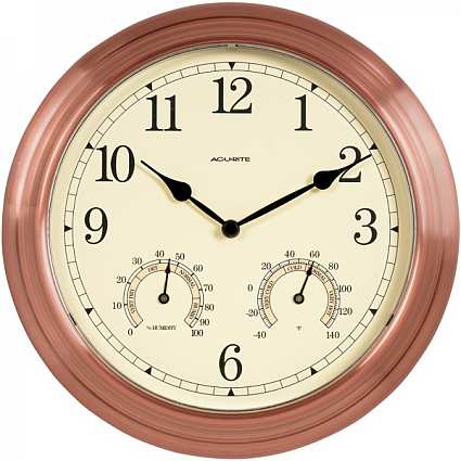 13" Copper Indoor Outdoor Clock with Temperature and Humidity