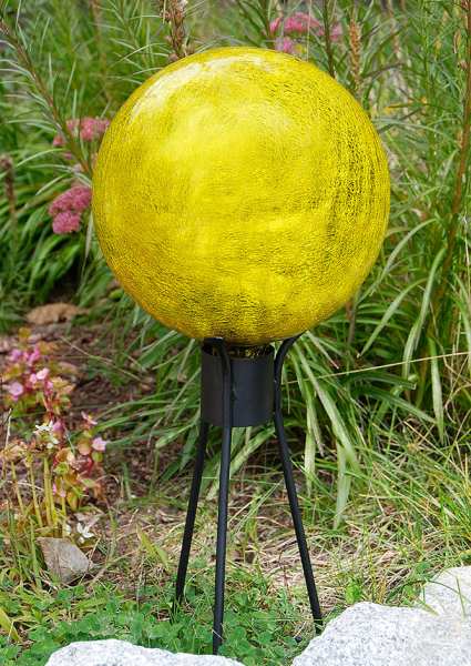 Achla Crackle Glass Gazing Globe Lemon Drop