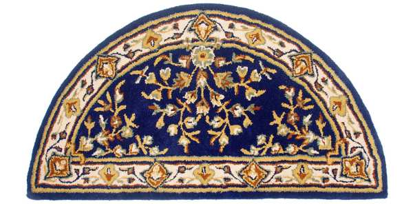 Oriental Half Round Hearth Rug Blue 44x22