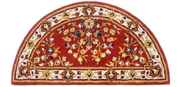 Oriental Half Round Hearth Rug Burgundy 44x22