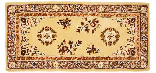 Oriental Rectangular Hearth Rug Beige 56x26