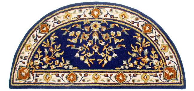 Oriental Half Round Hearth Rug Blue 56x26