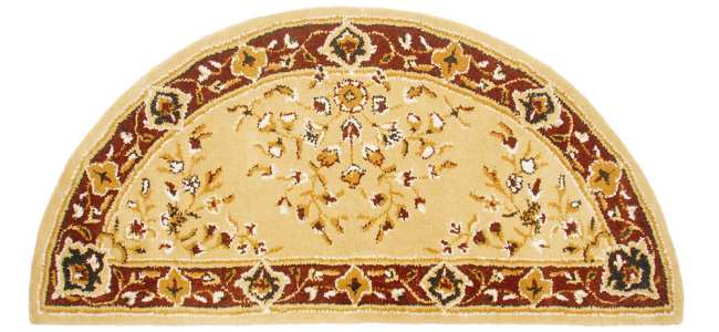 Oriental Half Round Hearth Rug Beige 56x26