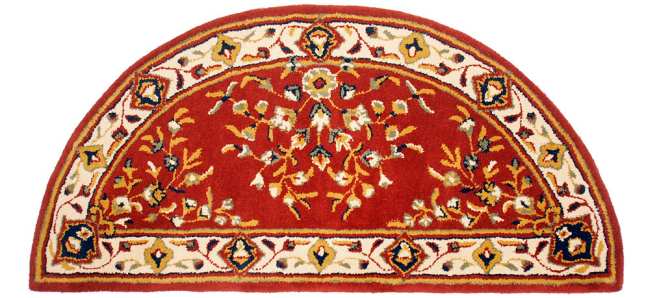 Oriental Half Round Hearth Rug Burgundy 56x26