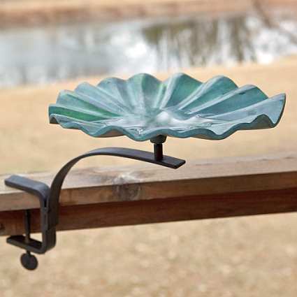 Achla Lily Leaf Birdbath with Rail Mount Bracket
