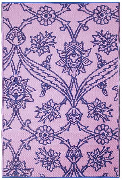Fuchsia Flowers Design Woven Floor Mat 4'x6' Lavender