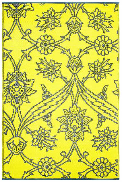 Fichsia Flowers woven Floor Mat 4'x6' Slate