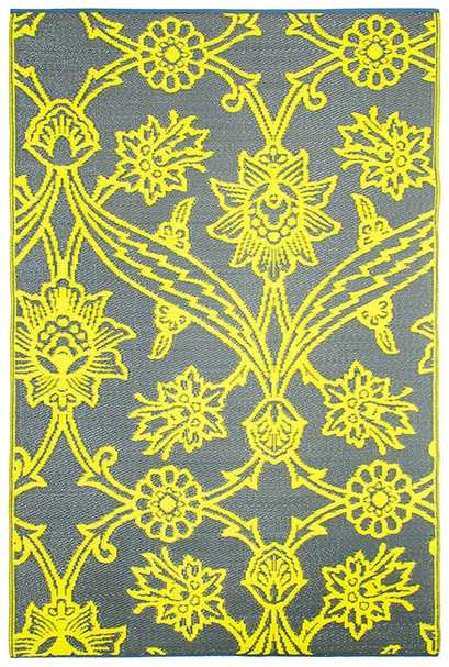 Fuchsia Flowers Design Woven Floor Mat 4'x6' Slate
