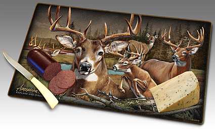 Whitetail Deer Collage Series Tempered Glass Cutting Board