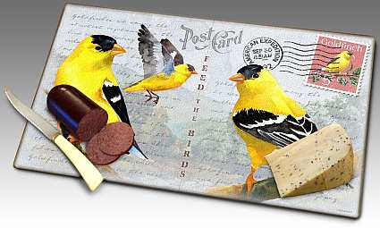 American Goldfinch Postcard Glass Cutting Board