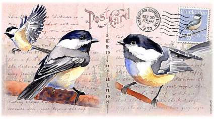 Chickadee Vintage Series Postcard 16oz Steel Travel Mug Wrap-Around View