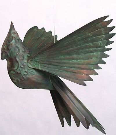 Hanging Cardinal Ornament Verdigris