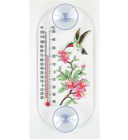 Aspects Hummingbird & Azalea Window Thermometer