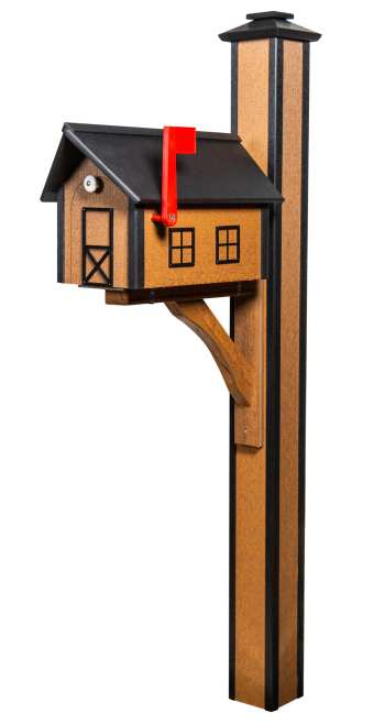 Amish Handcrafted Standard Poly Mailbox Mahogany and Black with Post.jpg