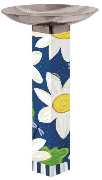 Daisy Blues Art Pole Bird Bath 5x5