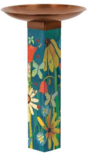 Earth Laughs in Flowers Art Pole Bird Bath 5x5