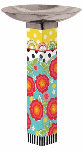 Happy Go Lucky Art Pole Bird Bath 5x5