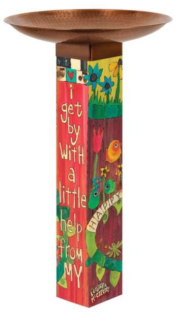 I Get By Lyric Art Pole Bird Bath 5x5