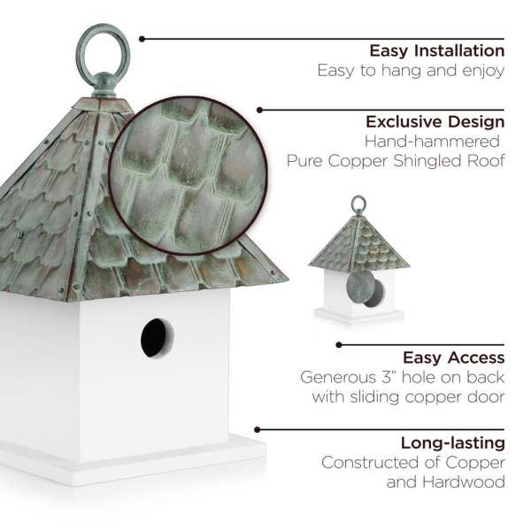 Bungalow Copper Roof Bird House
