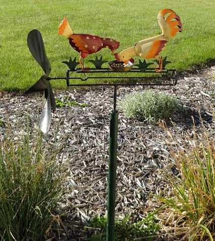 Pecking Chickens Whirligig  Wind-powered Kinetic Sculpture G489 