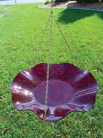 Red Acrylic Hanging Birdbath