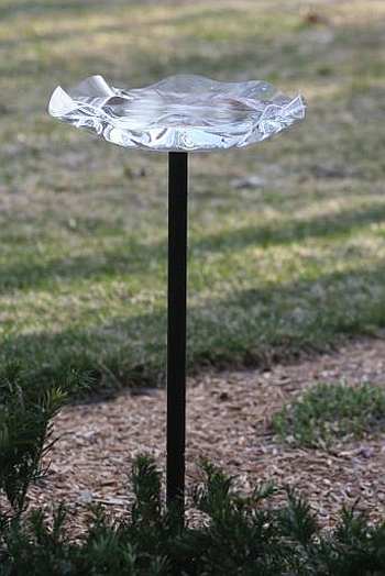 Pole Mounted Acrylic Garden Bird Bath Clear