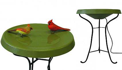 Songbird Heated Pedestal Bird Bath Green