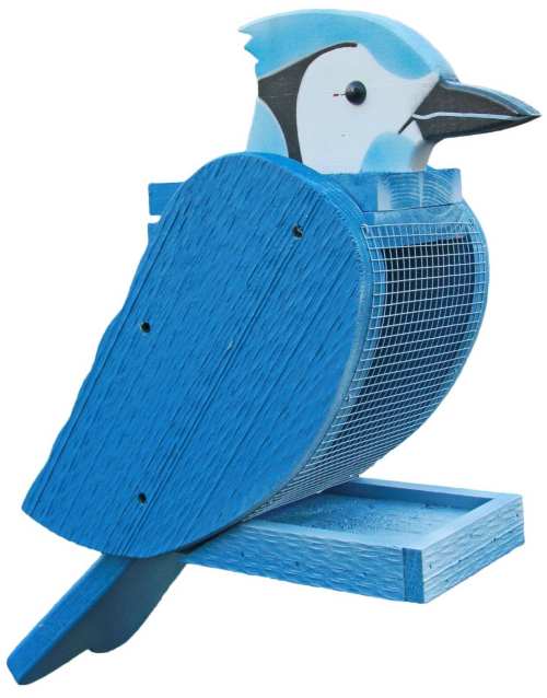 Amish Handcrafted Wooden Bird Feeder Blue Jay