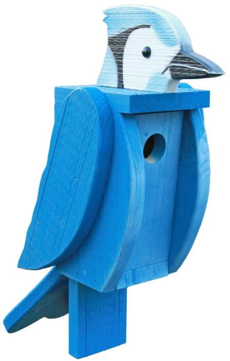 Amish Handcrafted Wooden Bird House Blue Jay