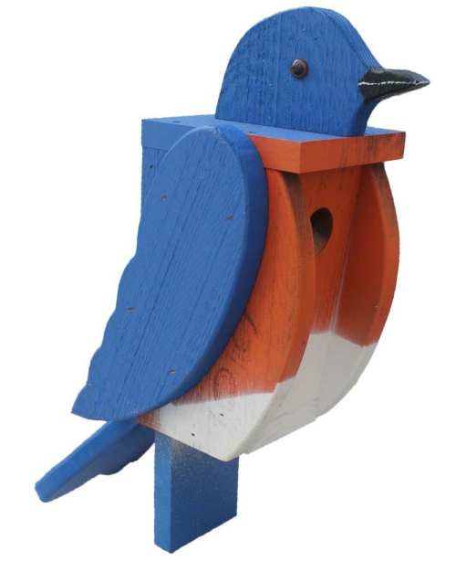 Amish Handcrafted Wooden Bird House Bluebird