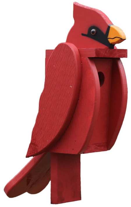Amish Handcrafted Wooden Bird House Cardinal