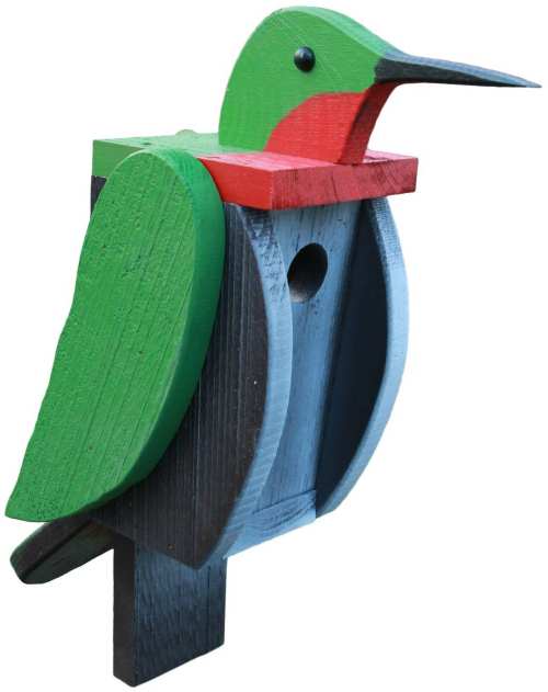 Amish Handcrafted Wooden Bird House Hummingbird