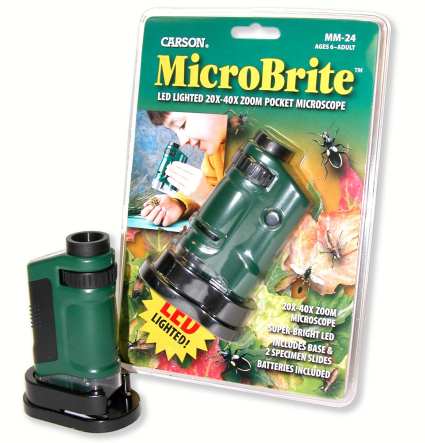 Carson Optical MicroBrite 20x-40x Zoom Pocket Microscope with Built-in LED