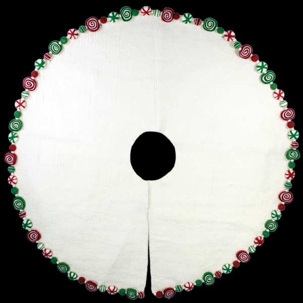 Classic Hand-Felted Fair Trade peppermint Tree Skirt