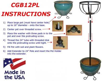 Best Container Garden Pole Set 36" with 12" Flower Pot Holder