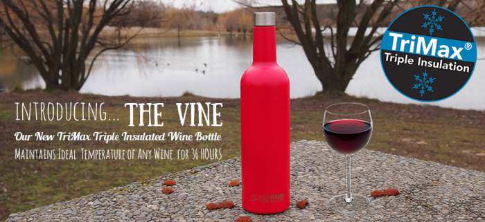 EcoVessel VINE Triple Insulated Stainless Steel Wine Bottle