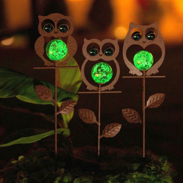 Illuminarie Owl Pot Sticker Set of 3